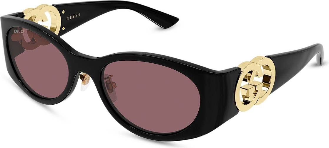 Gucci GG2123SA 002 Solbriller Injiceret Sort Rød Rund