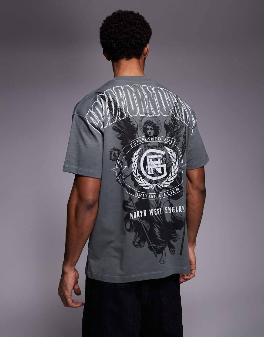Oversized T-Shirt Med Renæssanceprint - Sort