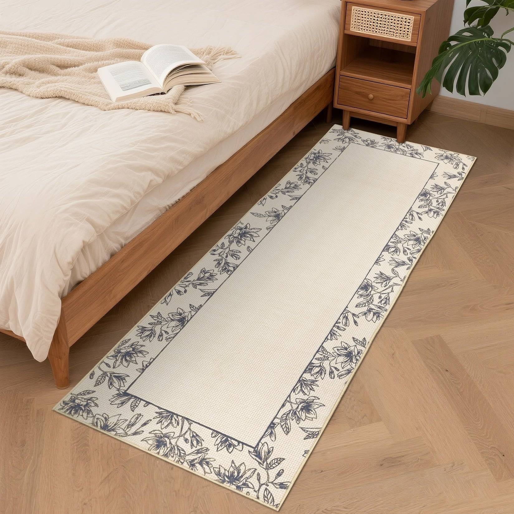 Gaomon 2x6 Runner Rug Modern Bordered Non Slip Beige