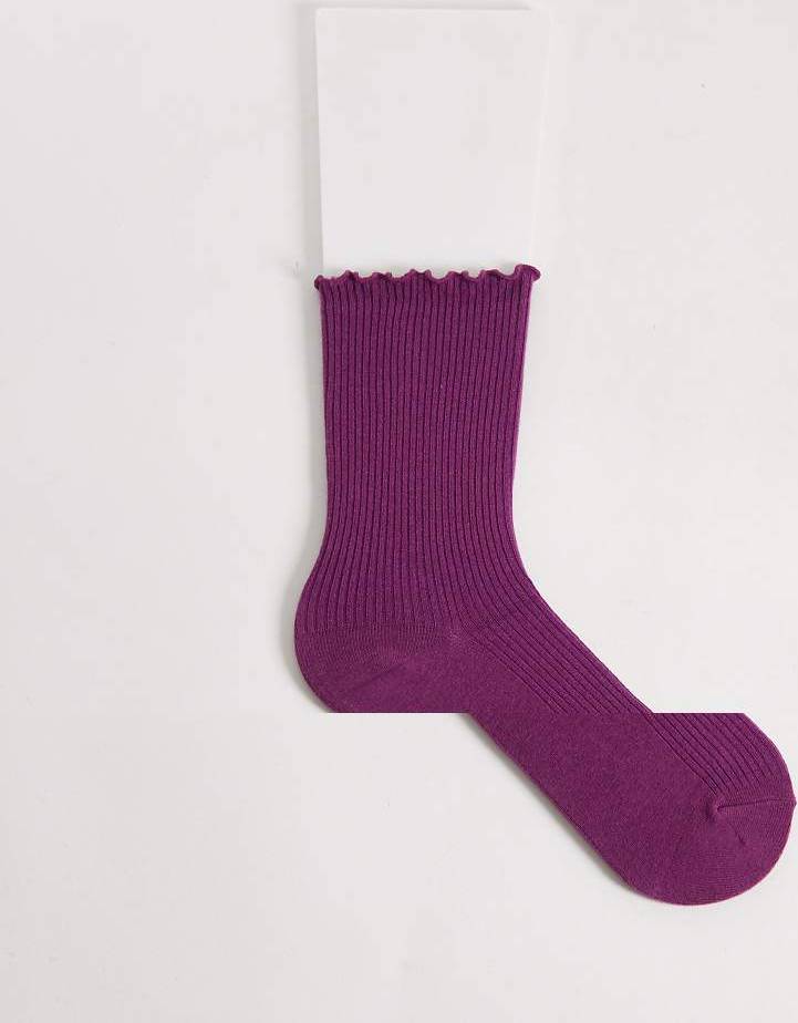 Lettuce Trim Ribbed Crew Socks - Multi