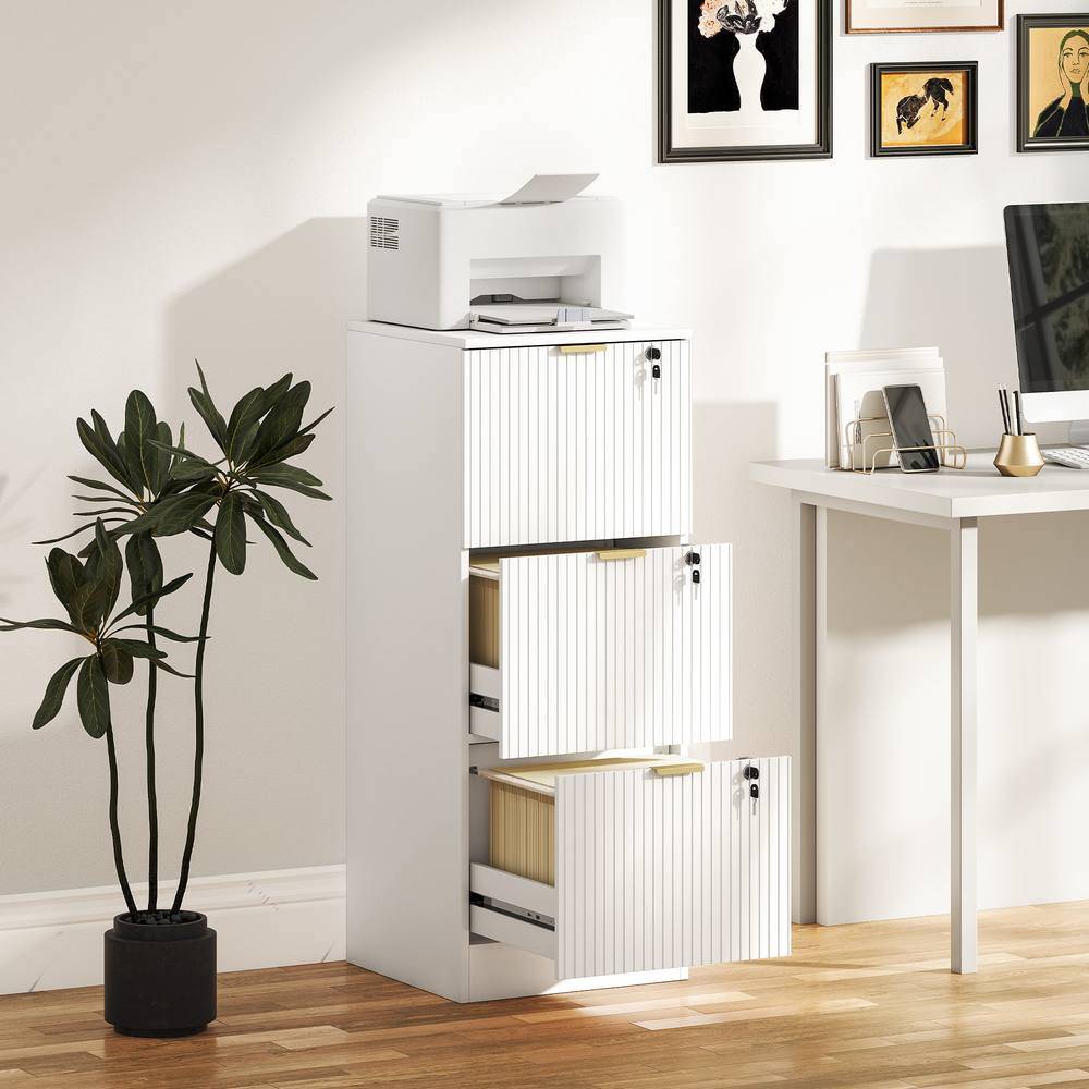 Homcom File With 3 Lockable Drawers And Hanging Rails Storage Cabinet