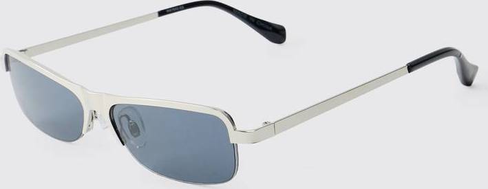 boohooMAN Rectangular Tinted Sunglasses - Silver