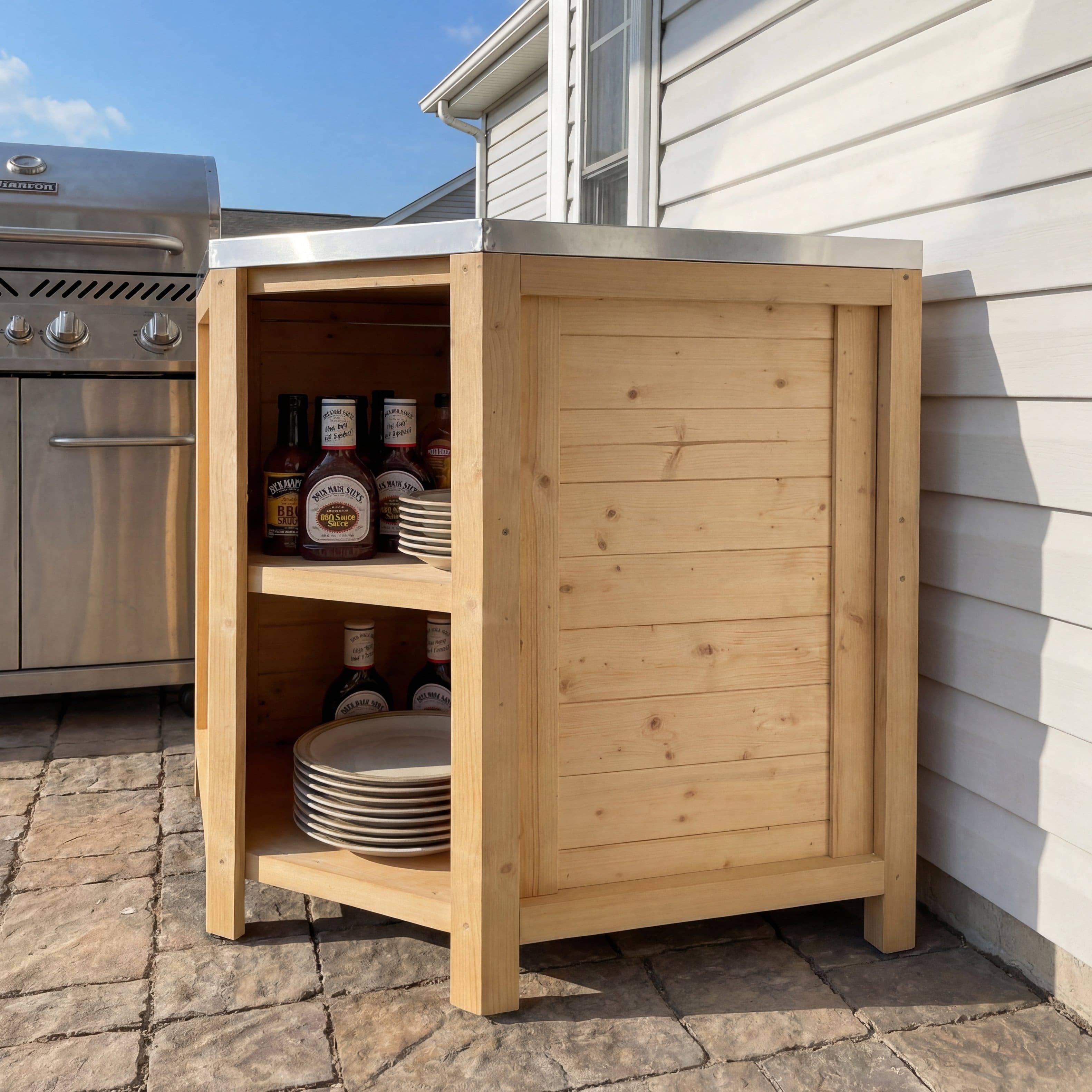 Modular outdoor kitchen FAMAPY Modular Solid Cedar Outdoor Kitchen Cabinet