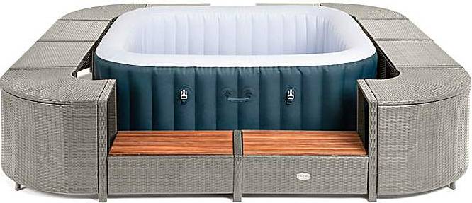 Square Rattan Hot Tub Surround Grey