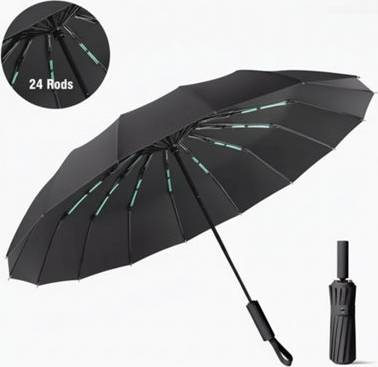 B&Q Extra Strength Foldable 24-Rib Umbrella Fully Automatic Large Uv Rain Protector