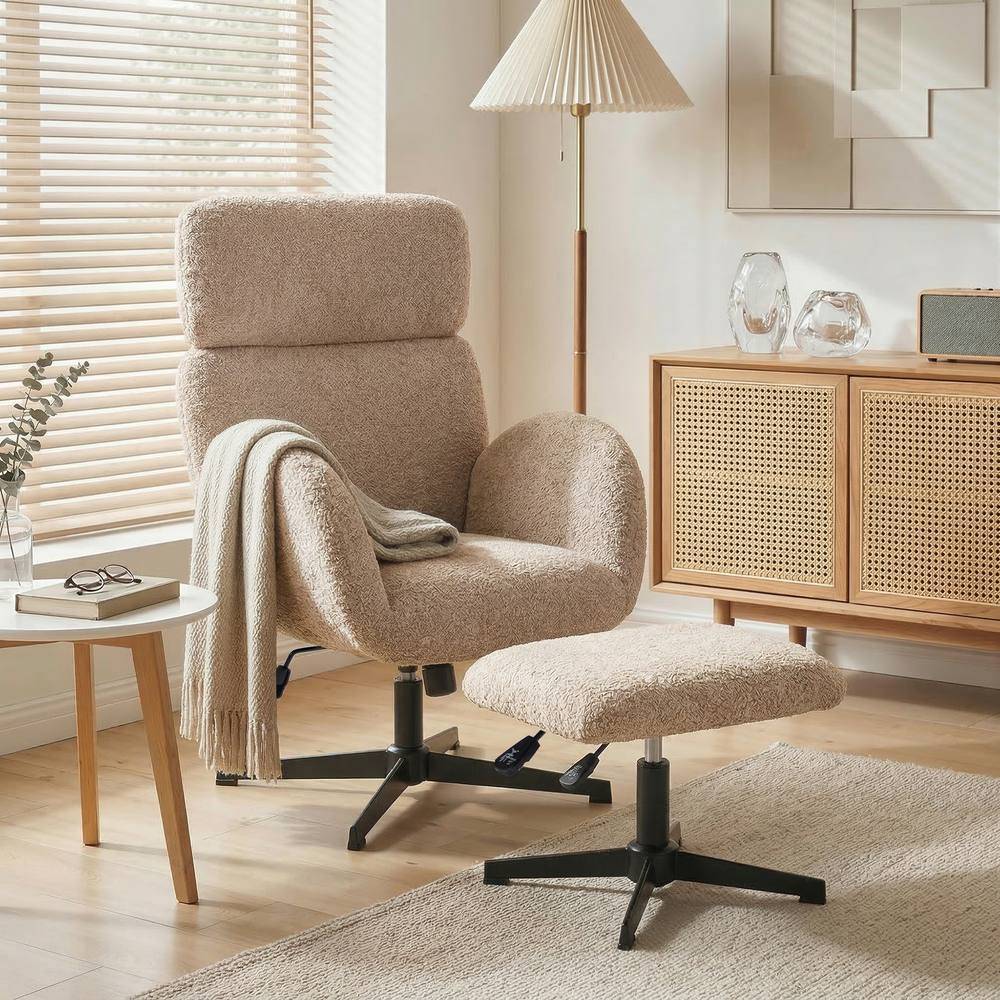 Homcom Swivel Rocking Accent Light Brown Armchair