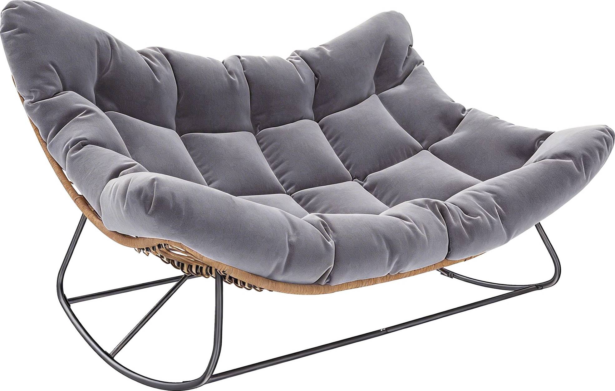Papasan OutSunny Double Papasan Rocking Chair With Cushion