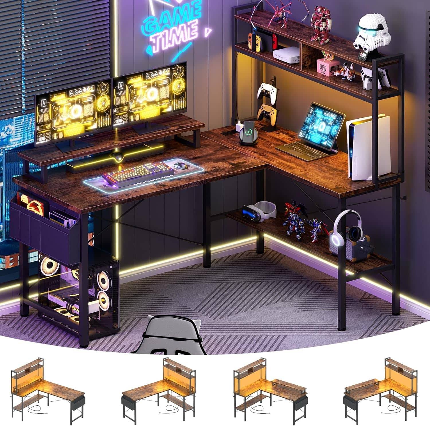 Gaming computer desk 49 Inch Reversible L-Shaped Computer Gaming Desk