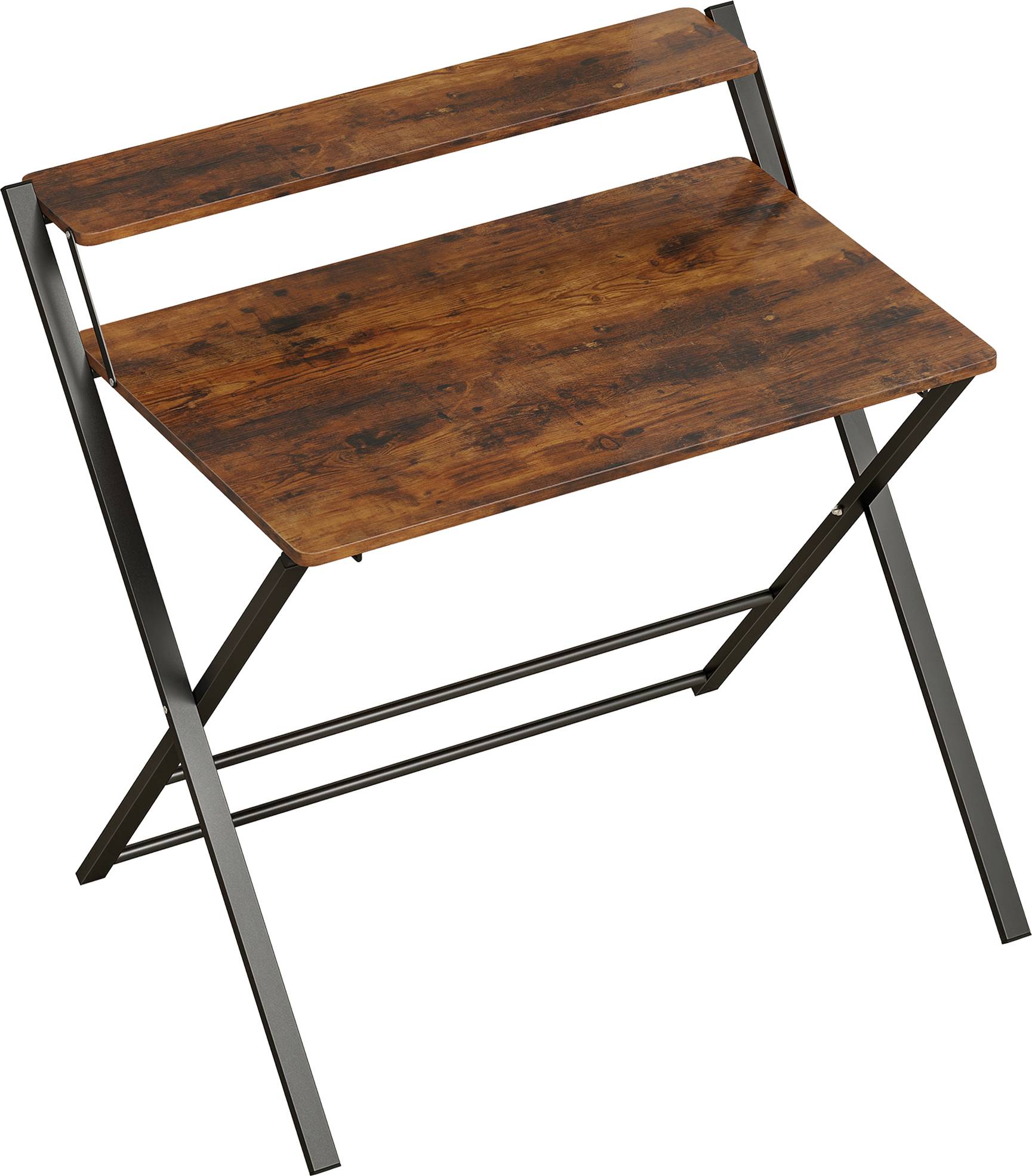 Homcom Compact Folding Desk with Storage Shelf Writing Desk