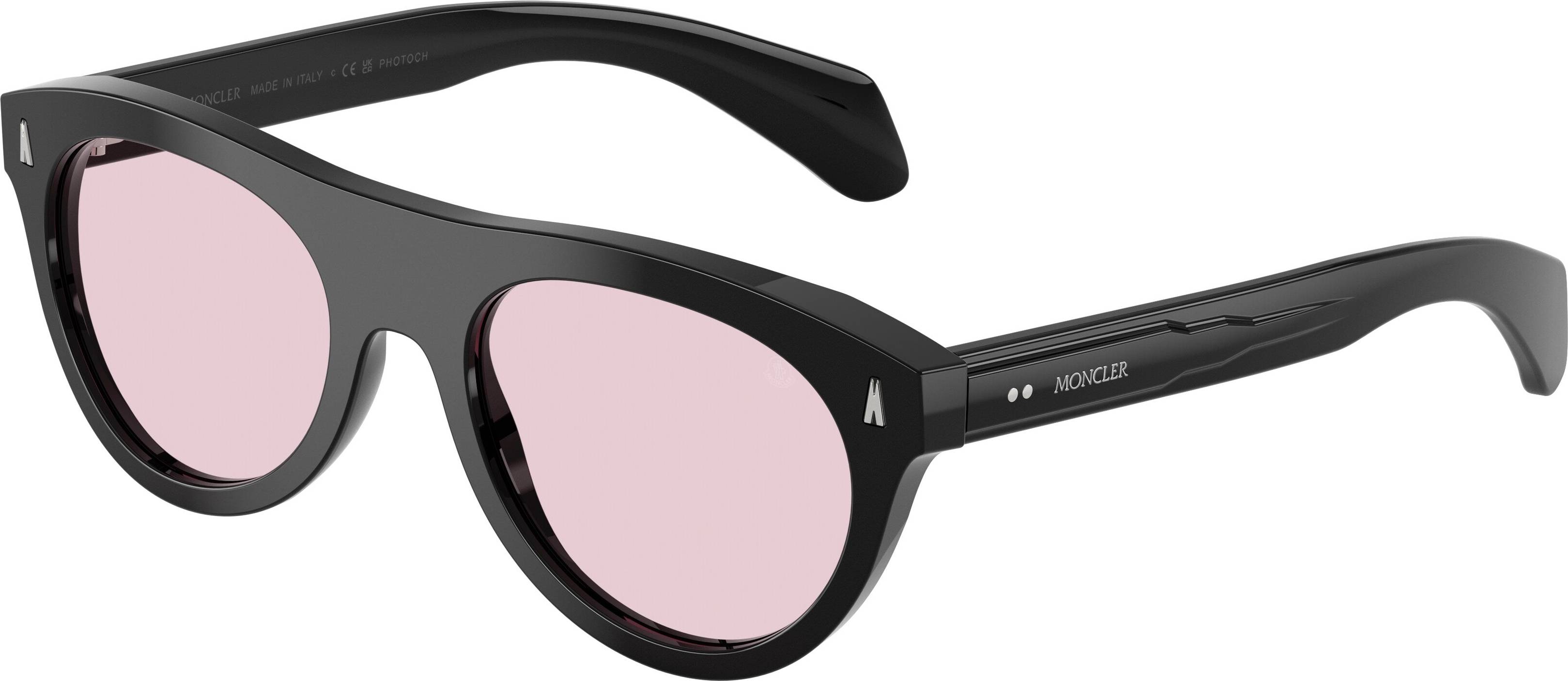 Moncler Splash 3001P5 Solbriller Acetat Rund Fotokromisk - Sort Rosa