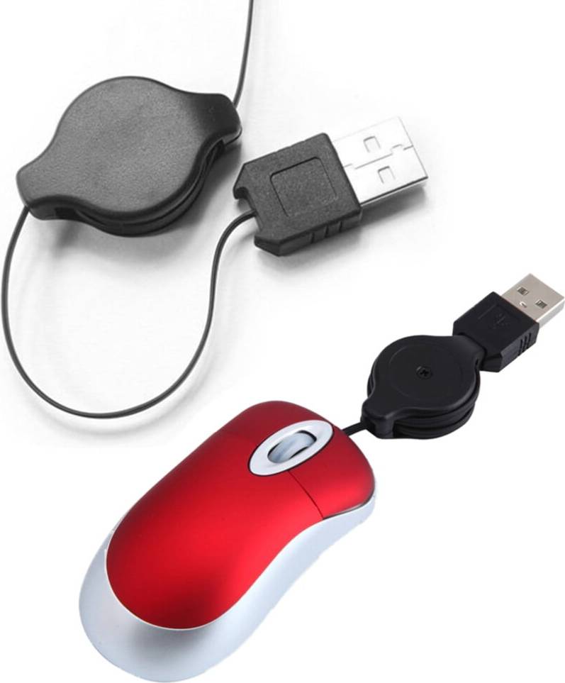 2Pcs Red Retractable USB Mouse