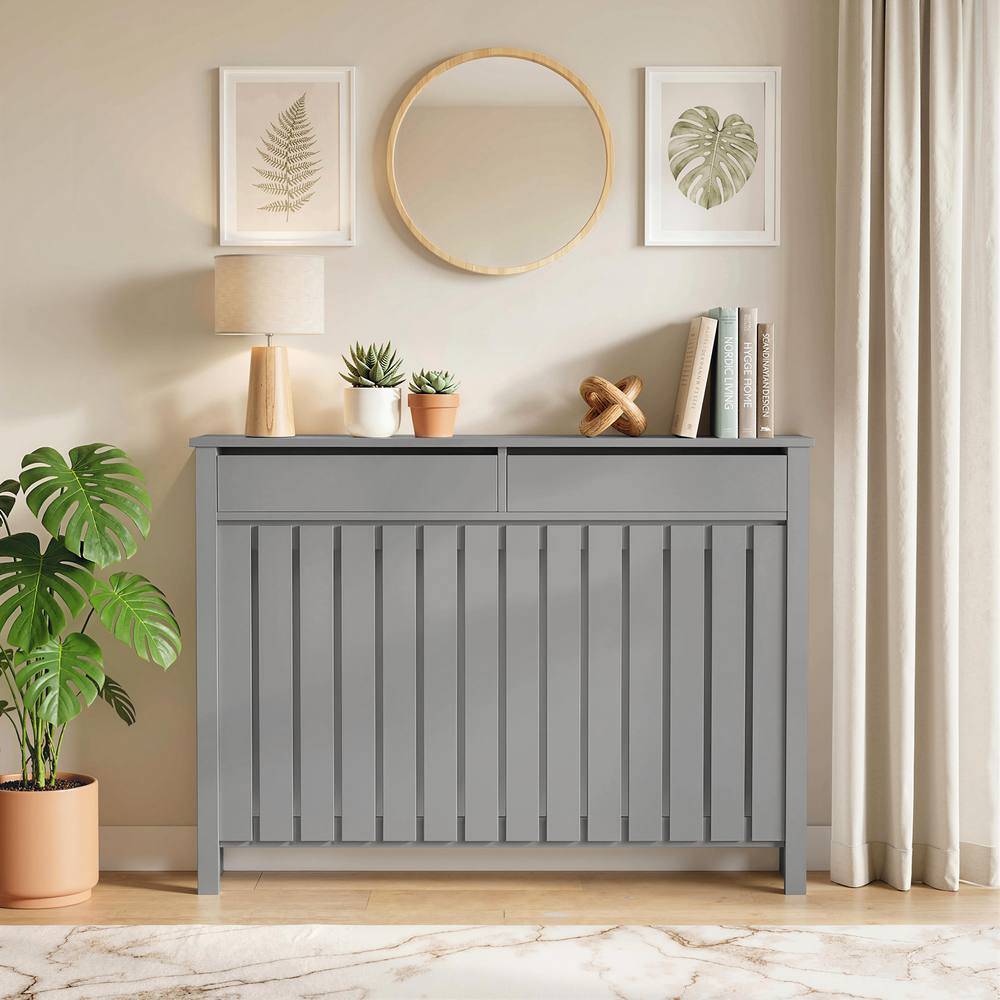 Large Radiator Cover With Drawers Vertical Slats