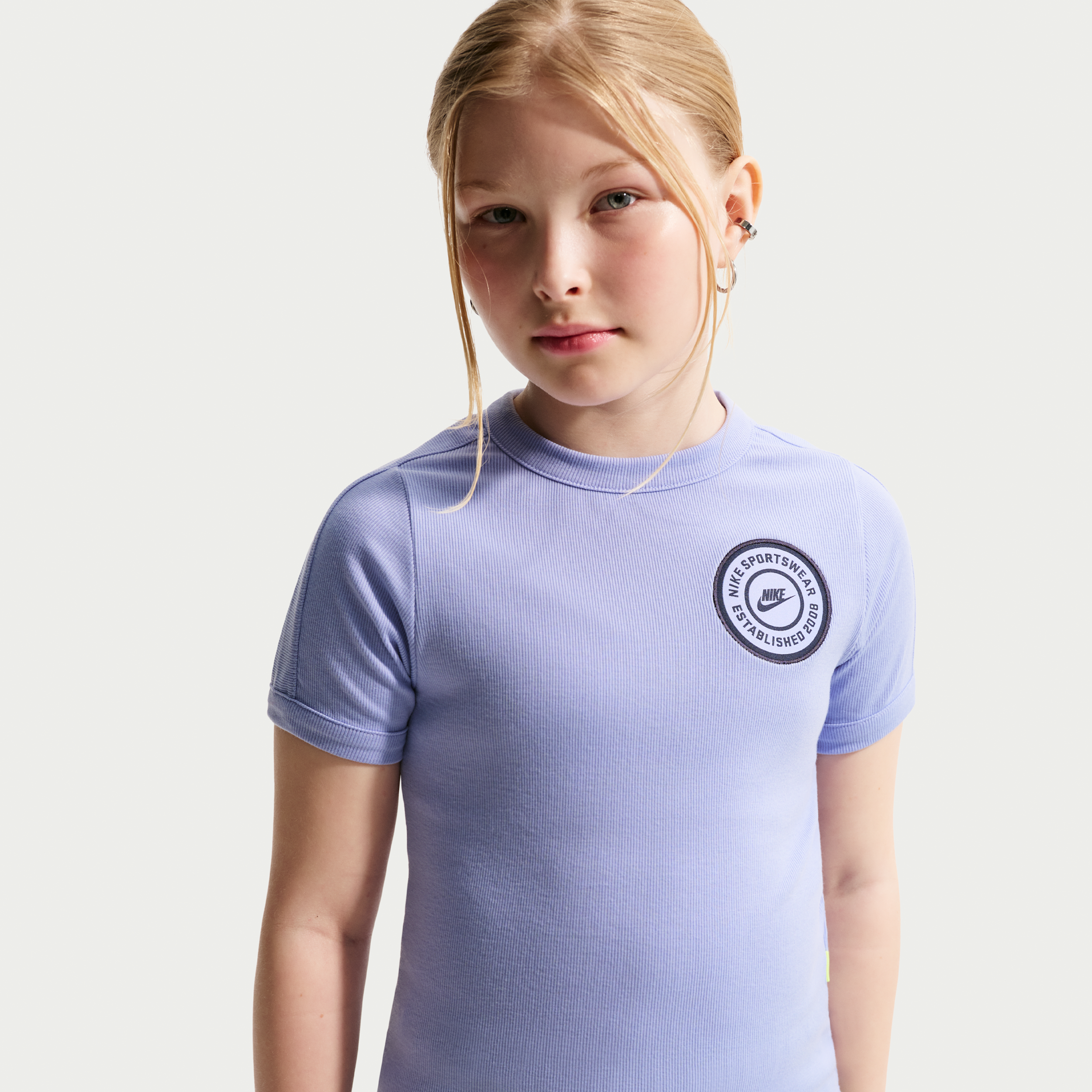 Nike Kortärmad Ribbad Topp - Lila