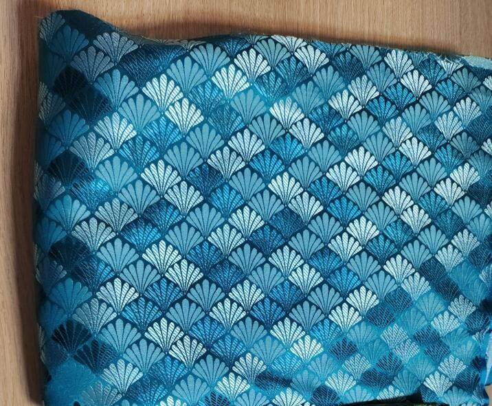 Etsy Color Brocade Fabric Fish Scale Pattern Fabrics Blue