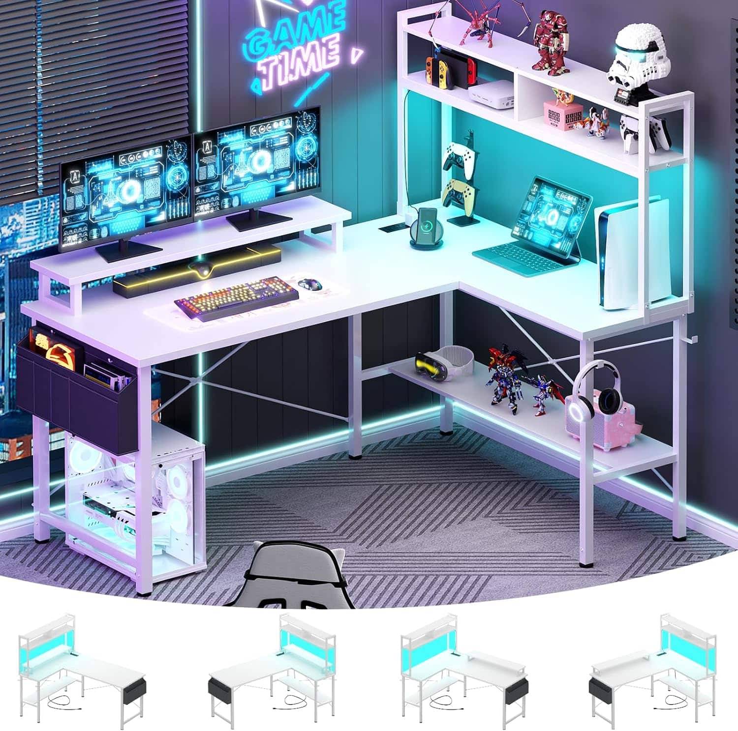 Gaming computer desk 49 Inch Reversible L-Shaped Computer Gaming Desk