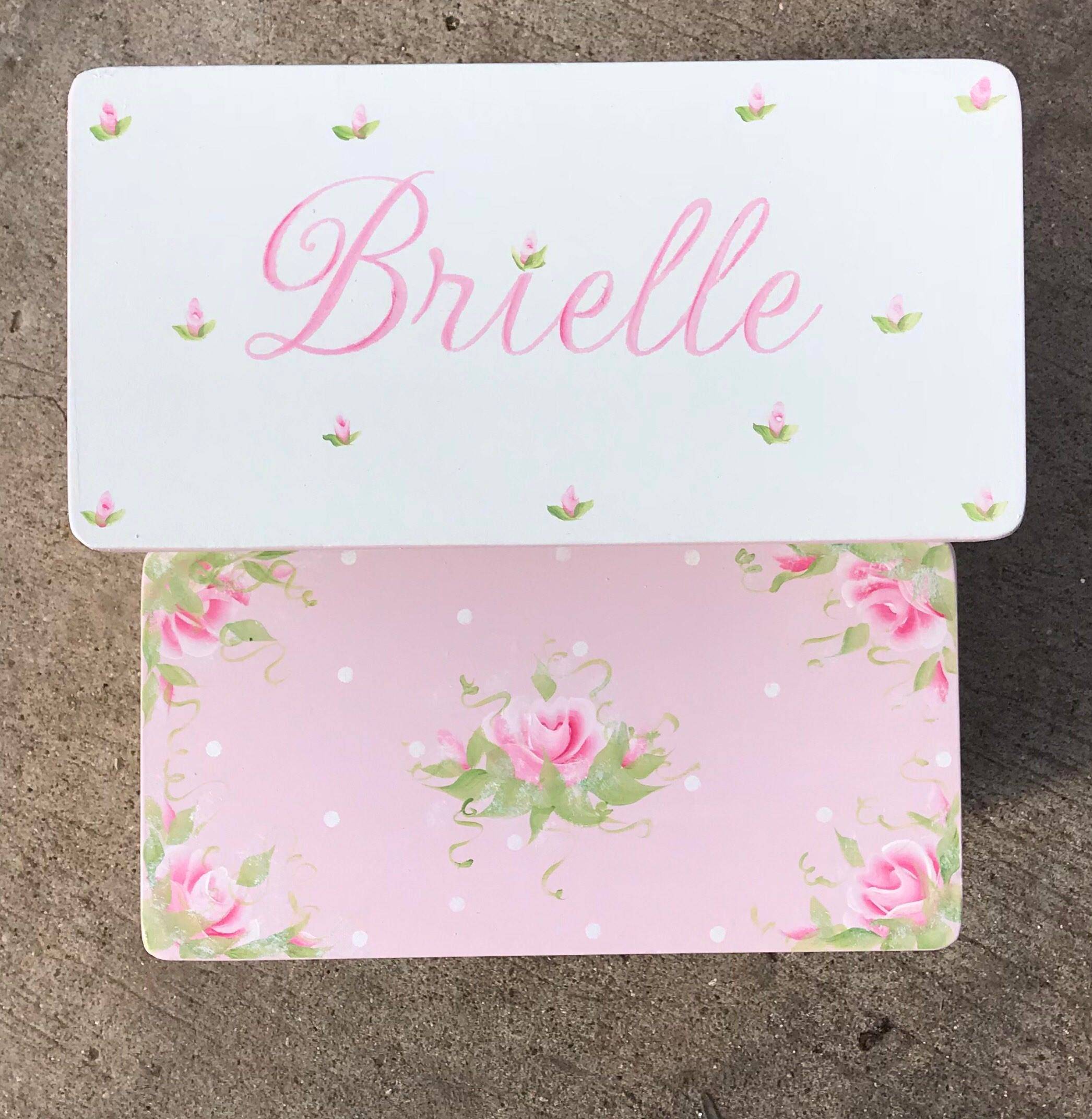 Pink roses Etsy Personalized Sweet Pink Roses Baby Stool
