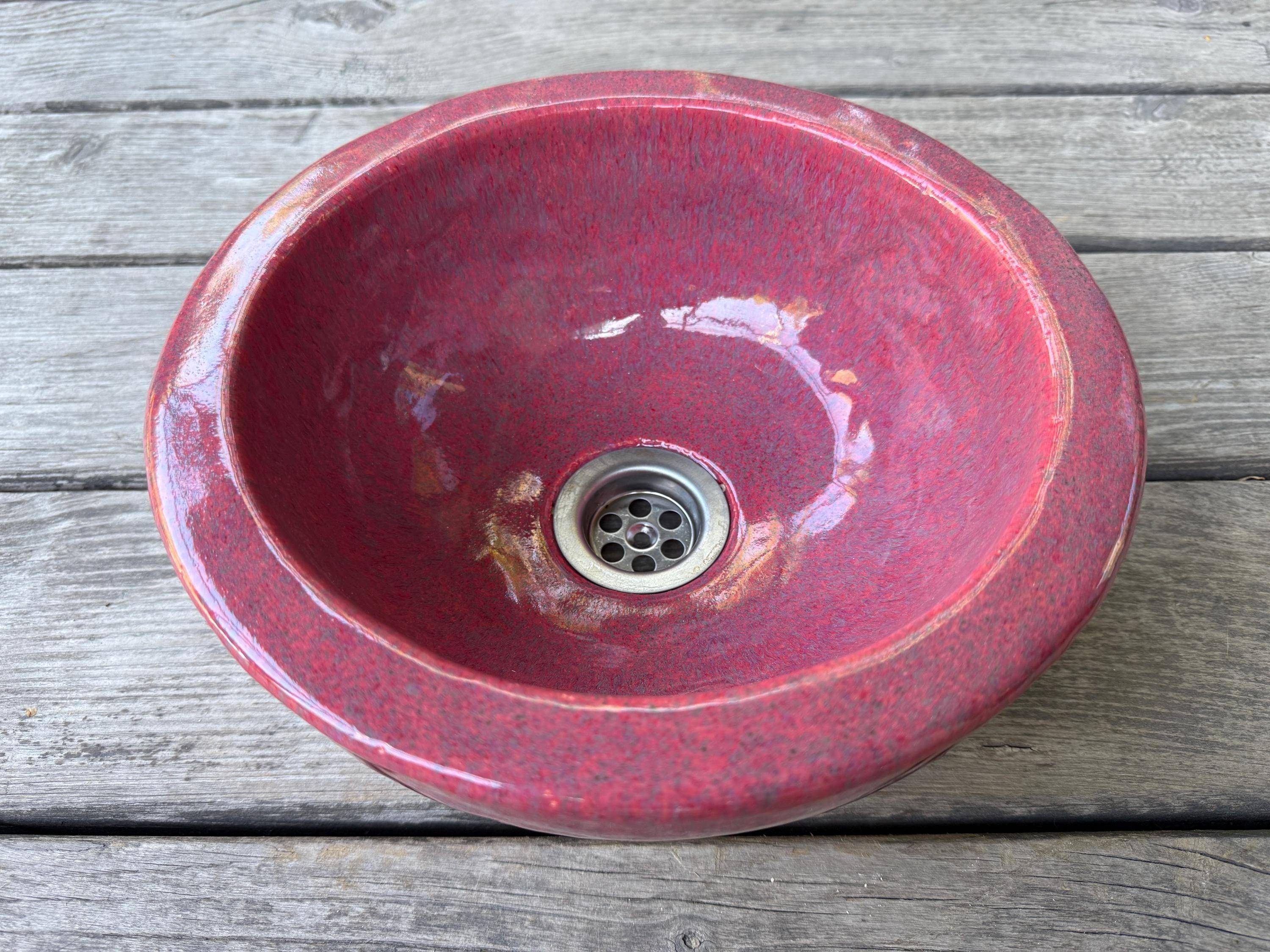 Small bathroom vanity sinks Etsy UM71 Small Raspberry Ceramic Washbasin