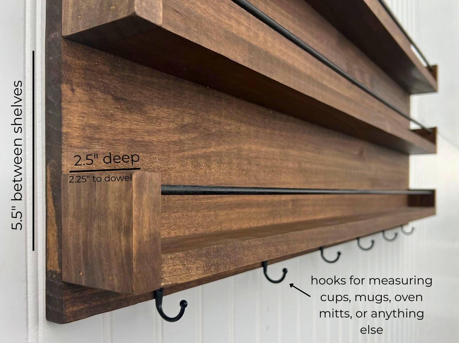 Etsy Wall Mounted Spice Rack With Hooks