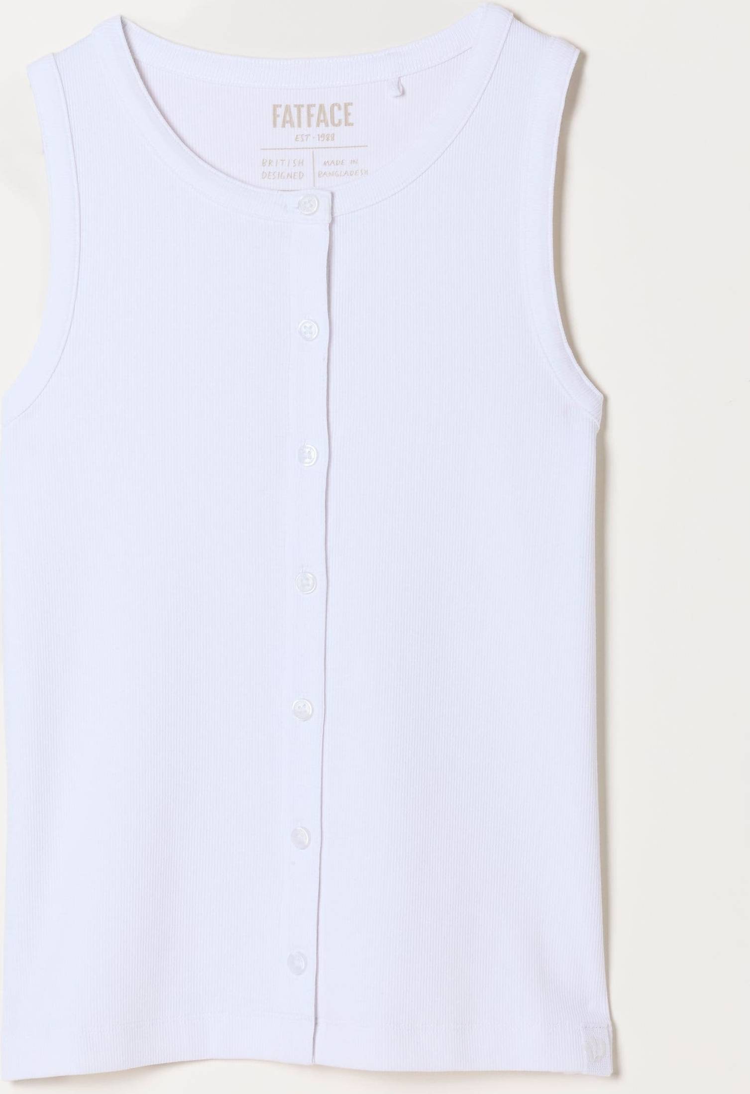 Fatface Rosa White Button Ribbed Vest