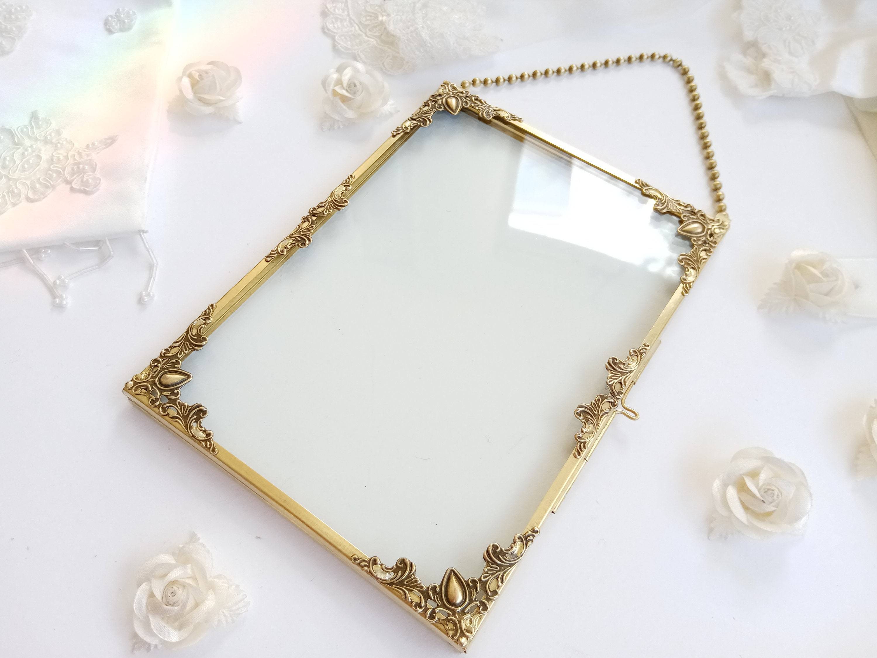 Antique picture frames Etsy Rustic Brass Antique Gold Rectangle Photo Frame