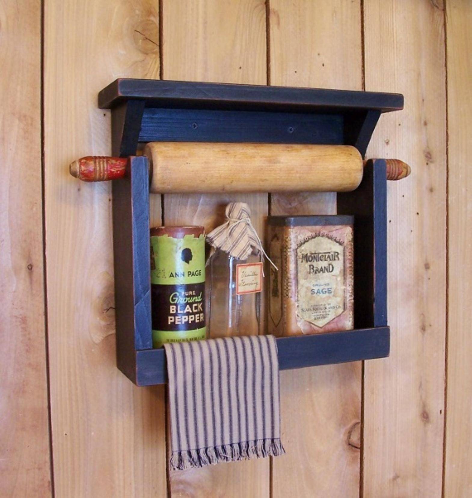 Etsy Farmhouse Cottage Style Rolling Pin Spice Rack