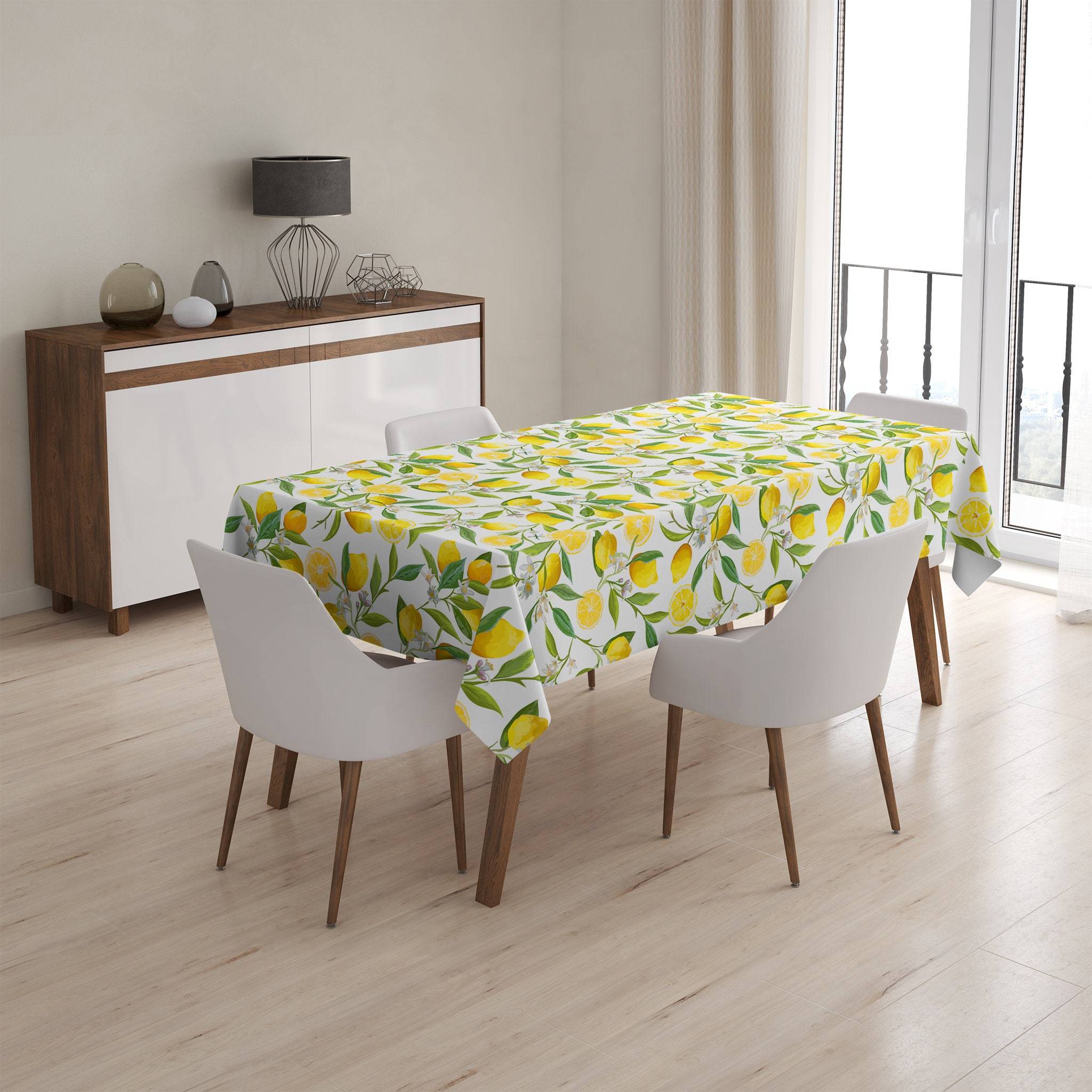 Etsy Lemon Tree Kitchen Rectangular Tablecloth Yellow