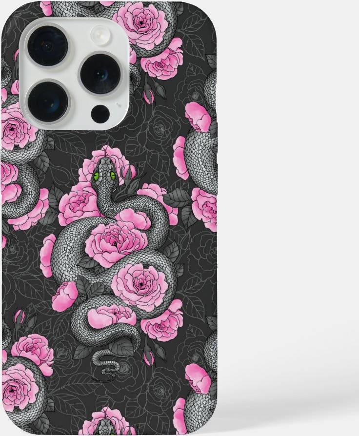 Pink roses Zazzle Snakes Pink Roses iPhone Case