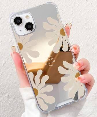 Shein Daisy Flower Slogan Pattern Full Coverage Mirror Case