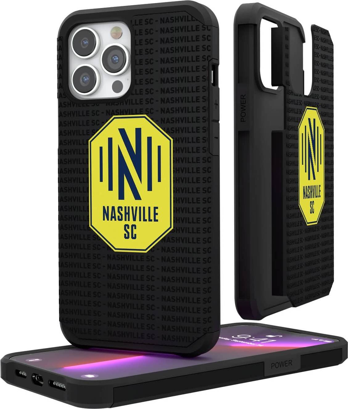 Nashville SC iPhone Text Backdrop Rugged Case 14 Pro Max