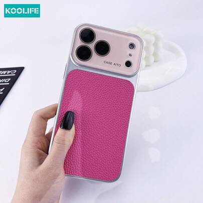 Color Splicing Leather Texture Basic Phone Case
