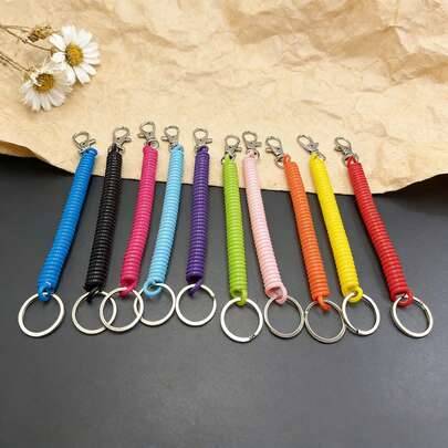 Shein Colorful Telephone Cord Keychain Retractable Spring Safety