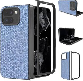 Google Pixel 9 Pro Fold Rhinestone Texture Hybrid Case Blue