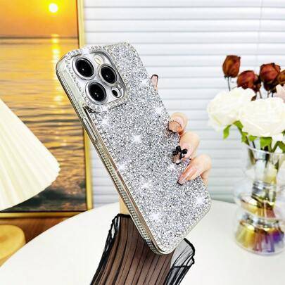 Shein Rhinestone Electroplated Silver Laser Phone Case