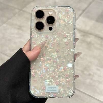 Shein Cute Spring Floral Bow Shell Pattern Phone Case