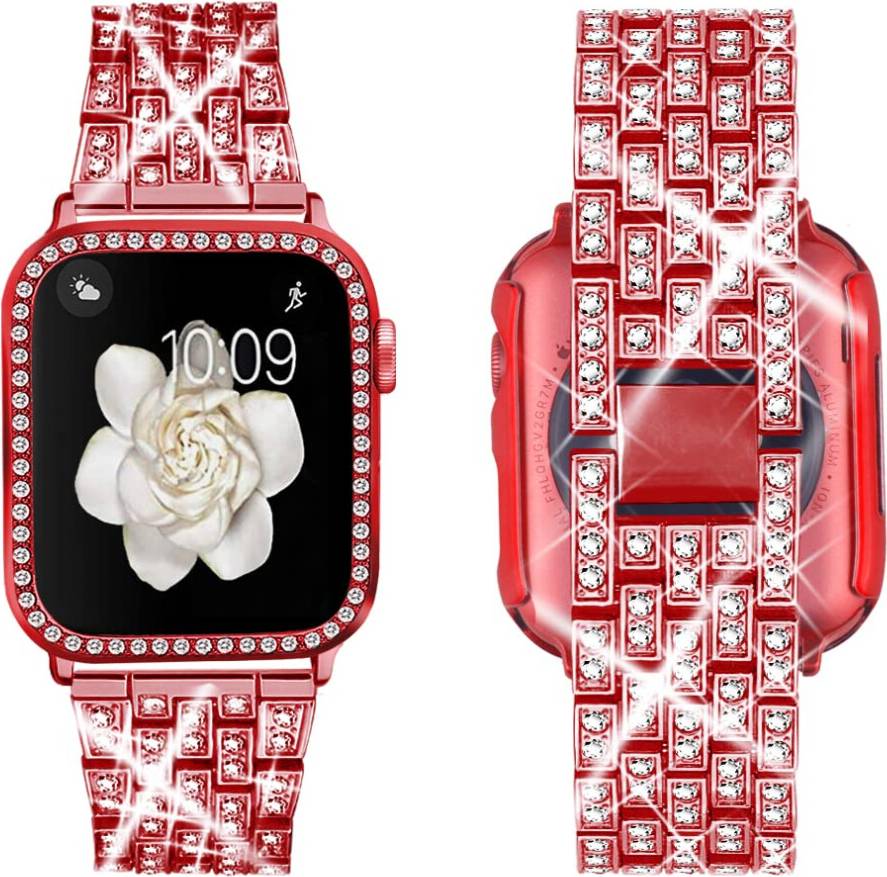 Supoix Compatible Apple Watch Band 41mm Rhinestone Case