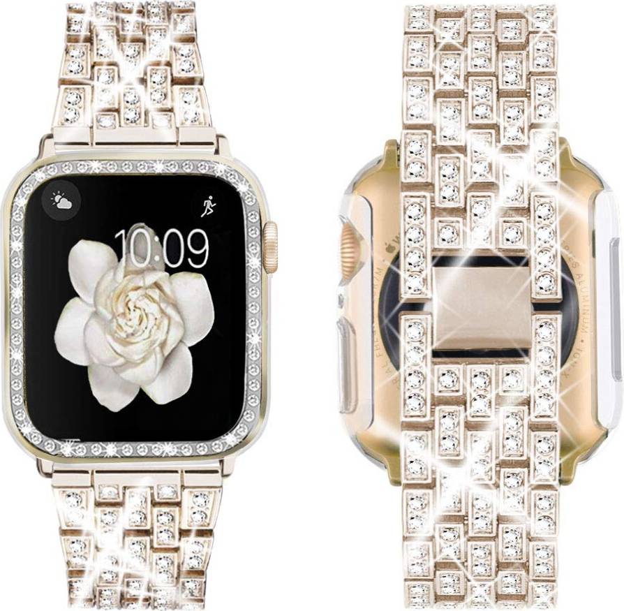 Supoix Compatible Apple Watch Band 44mm Rhinestone Case