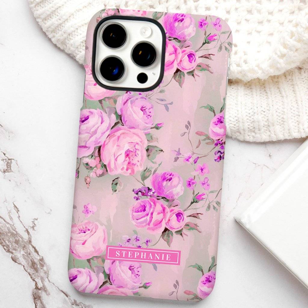 Pink roses Zazzle Pink Roses Custom Name Floral Case