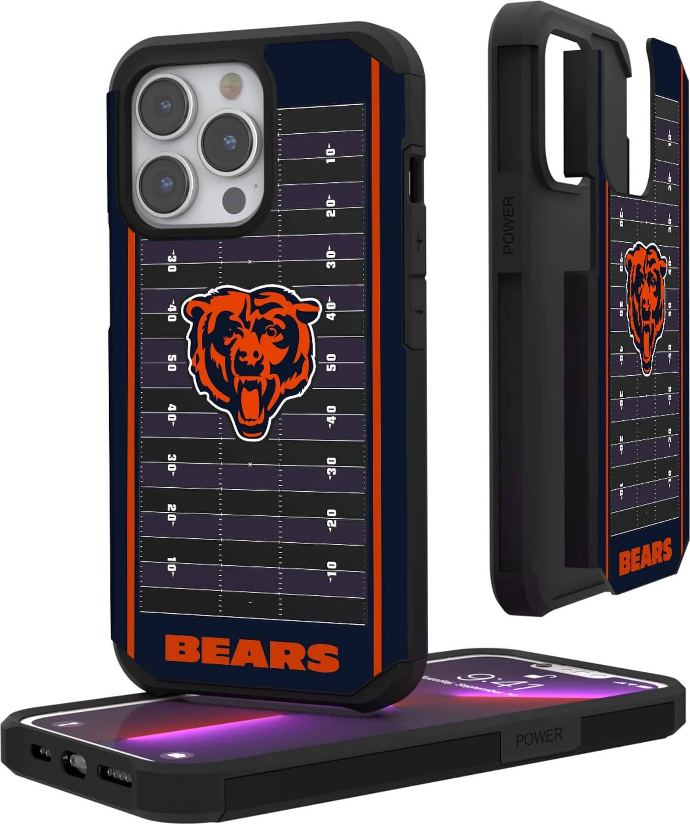 Keyscaper Chicago Bears iPhone Rugged Field Design Case 15 Pro Max