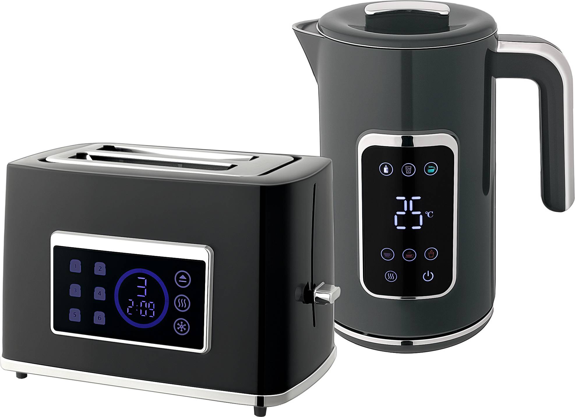 Homcom Touch Screen Kettle Toaster Set Grey