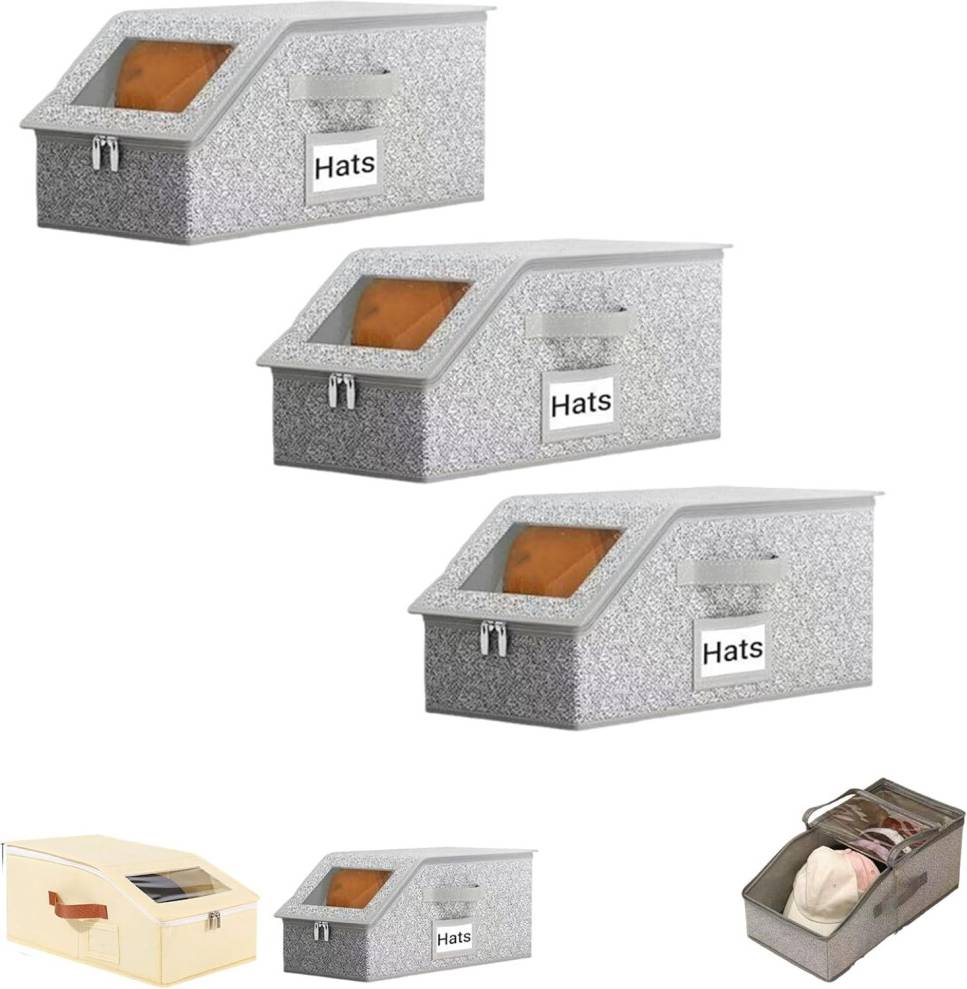Stackable Baseball Cap Storage Boxes 3PCS Storage Box