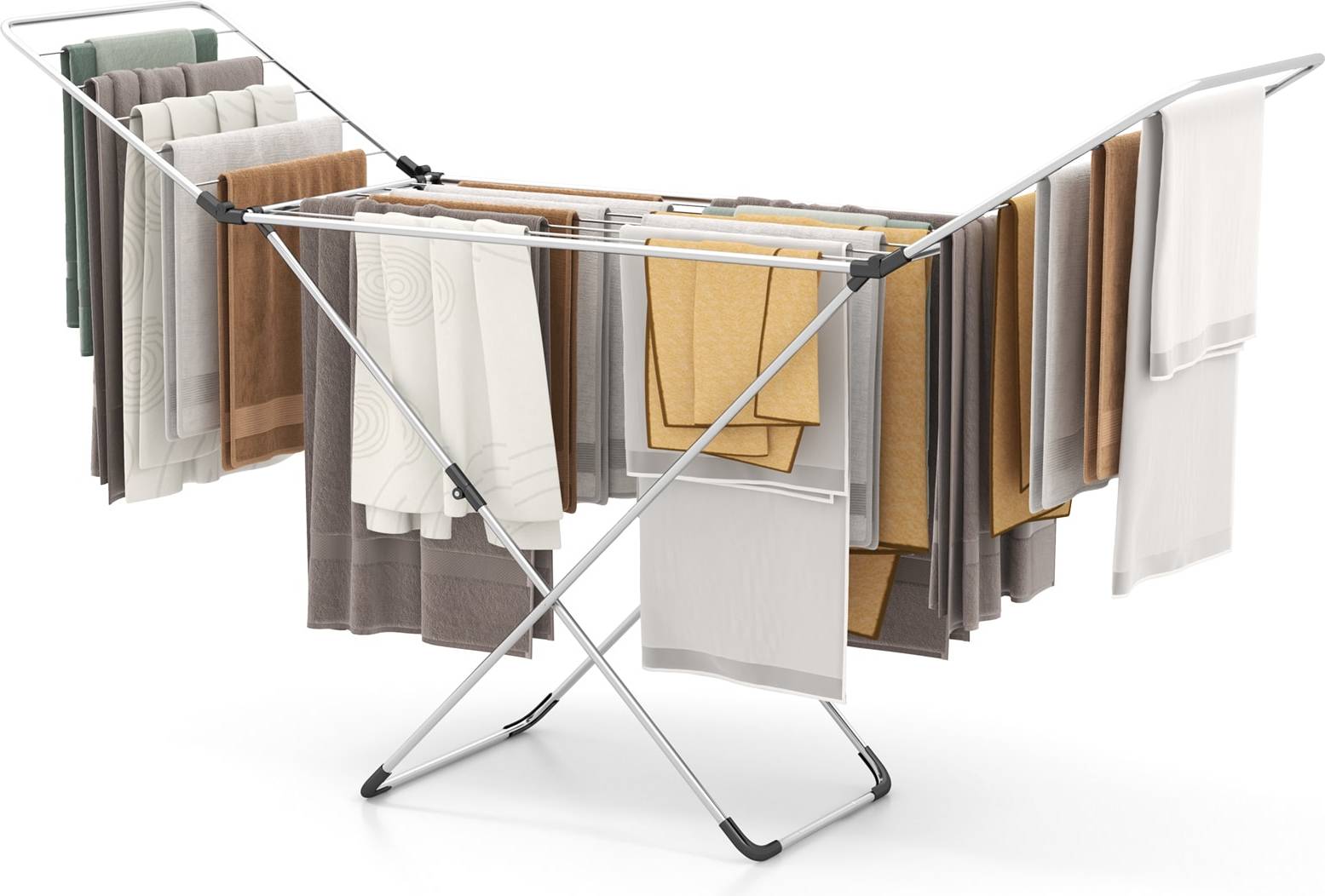 Foldable clothes drying rack SlickBlue Foldable Clothes Drying Rack Adjustable Wings Lightweight Frame Freestanding