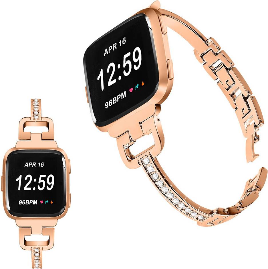 Fitbit Versa Lite Rhinestone Watch Band Mocha Gold