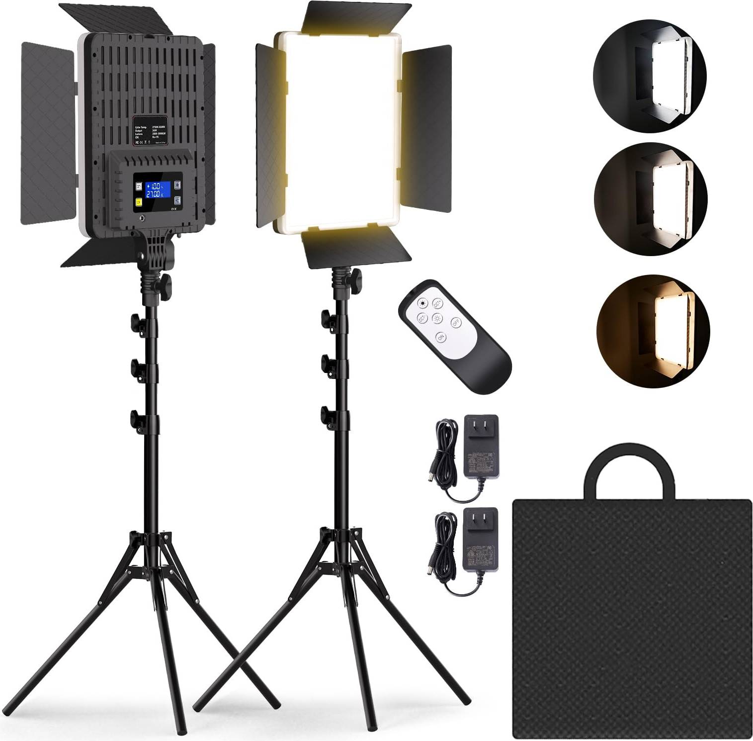 Photography lighting 2 Pack 36W Bi Color LED Photography Lighting Kit