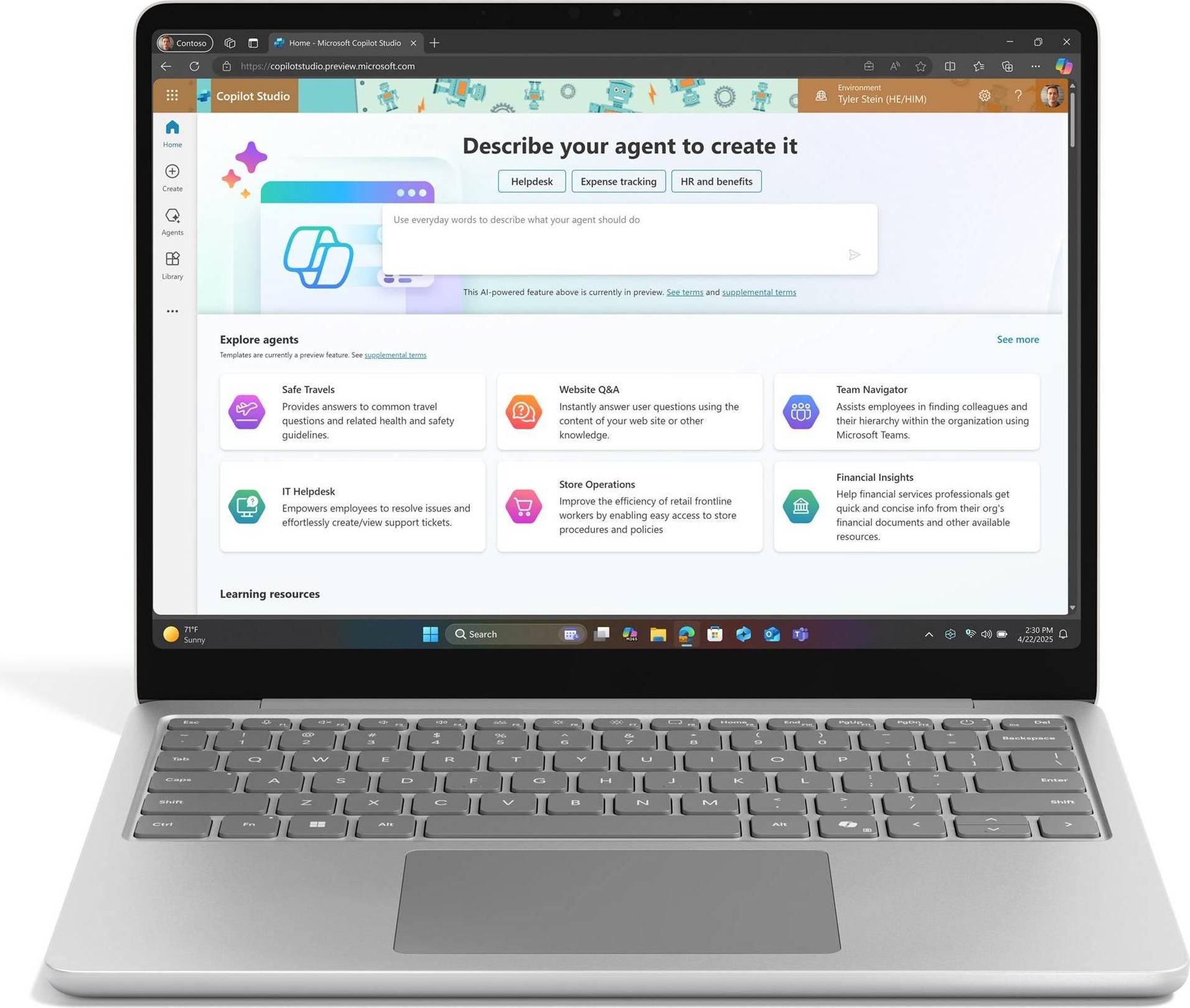 Microsoft Surface Laptop Copilot PC 13 Inch UXGA