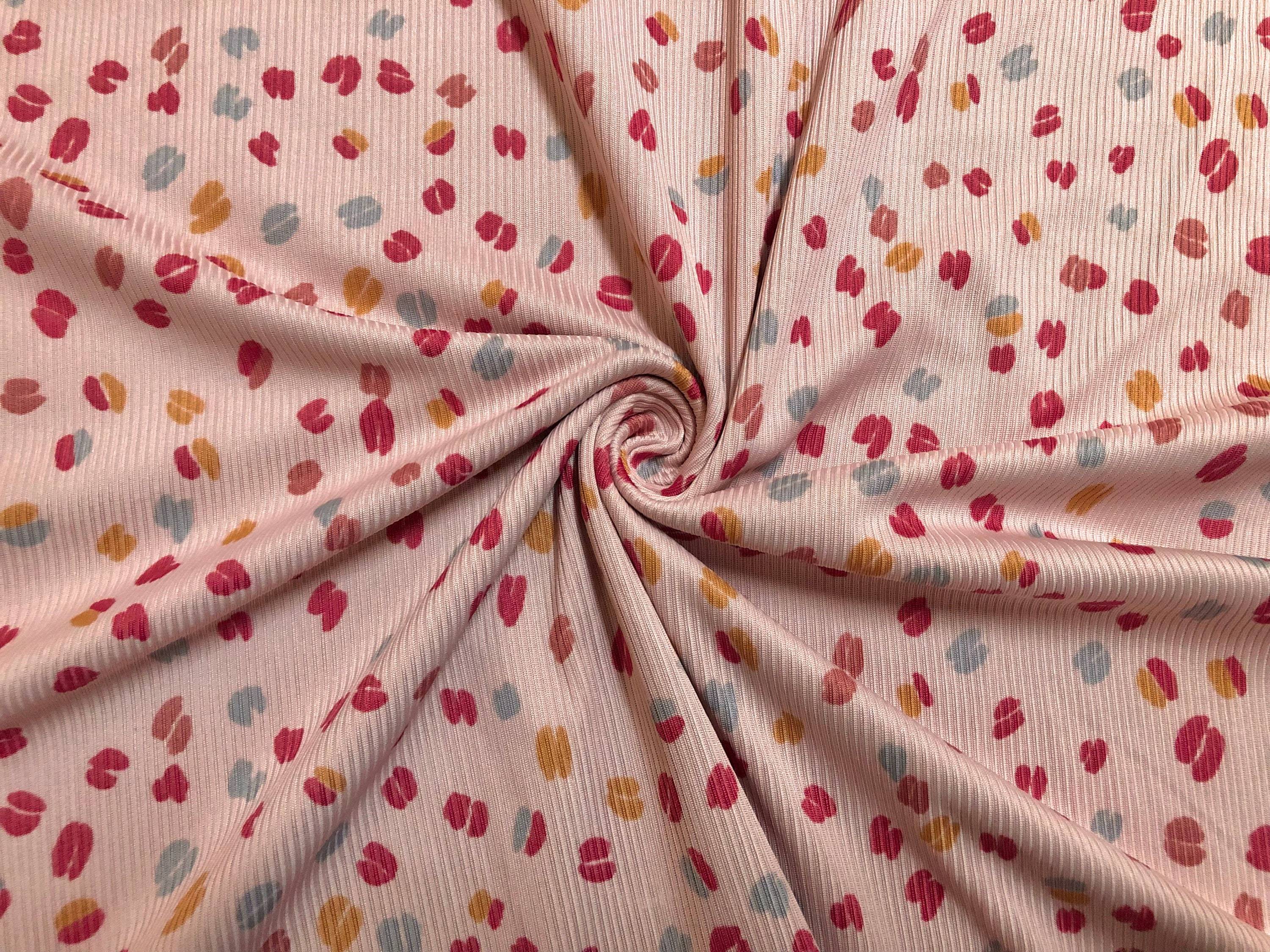 Etsy Confetti Dot Rib Knit Fabric Blush Raspberry Mango Fabrics Pink