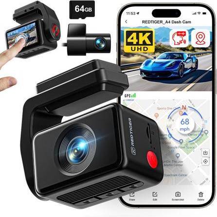 Dash camera front and rear Redtiger A4 Dash Cam Front Rear 2 Touch Screen
