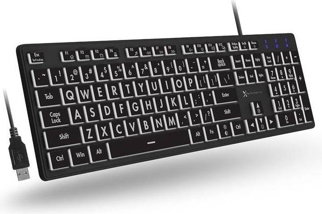 Piskekat X9 Performance Backlit Large Print Keyboard