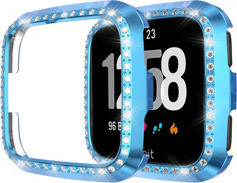 Fitbit Versa Lite Rhinestone Décor Frame Case Blue