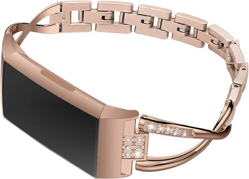 Fitbit Charge 3 X-Shape Rhinestone Watch Band Gold