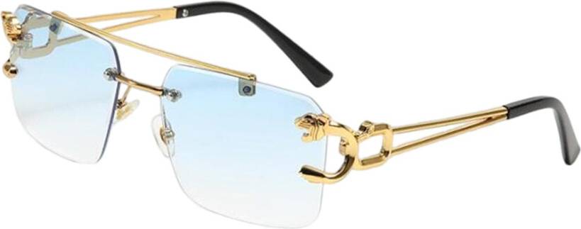 Rectangle Frameless Traveling Trendy Rimless Sunglasses